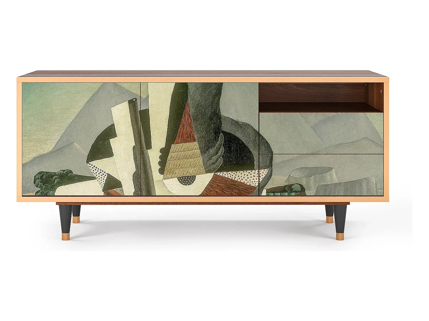 Móvel De Tv| Mueble de TV - 125х56х41 cm - T7 - The Cubist Paintings , Nogueira Castanho