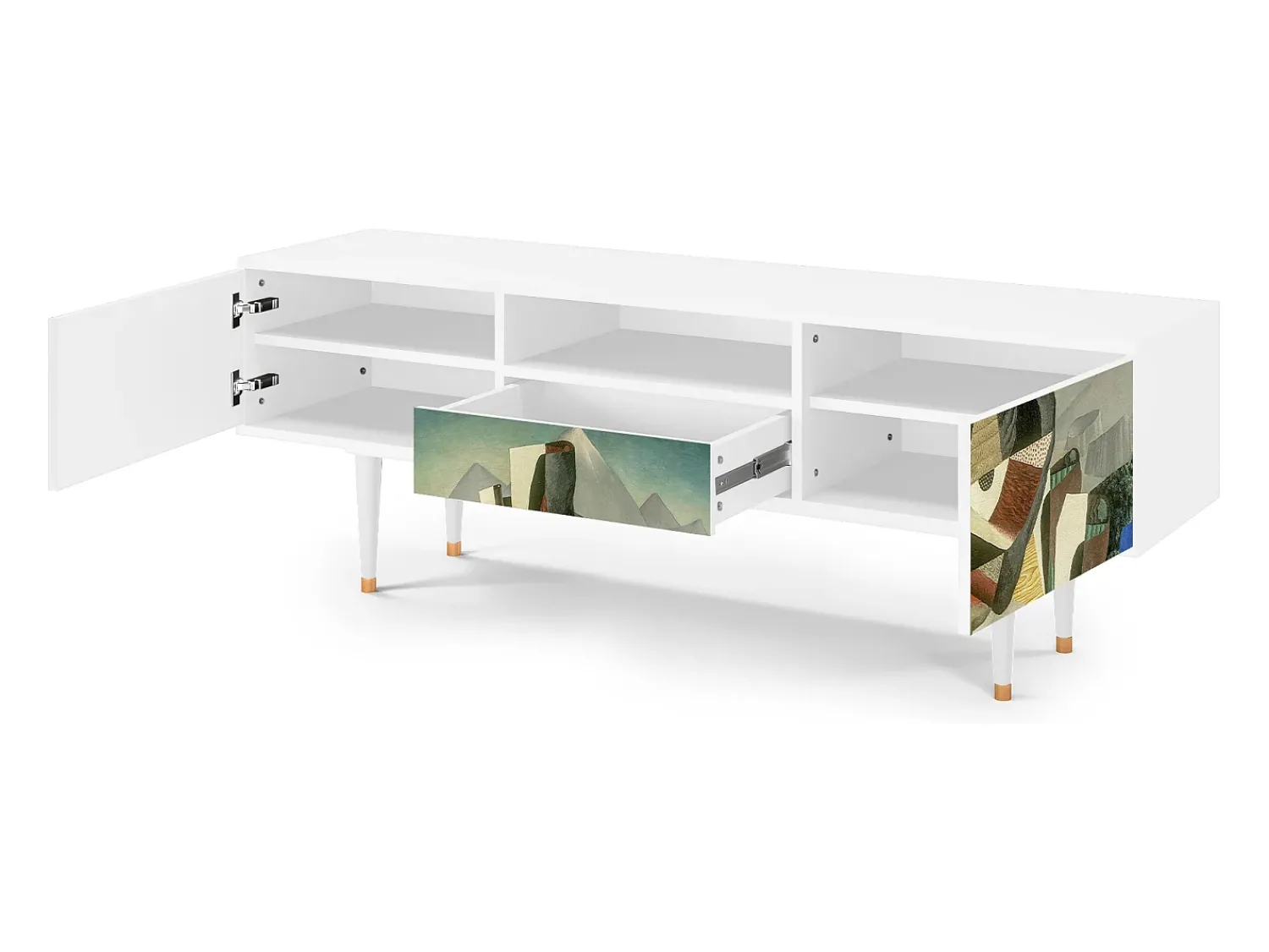 Sale Mueble de TV - 170х59х41 cm - T6 - The Cubist Paintings , Branco Bege