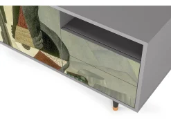 New Mueble de TV - 125х56х41 cm - T7 - The Cubist Paintings , Cinza Cinzento