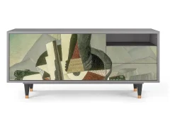 New Mueble de TV - 125х56х41 cm - T7 - The Cubist Paintings , Cinza Cinzento