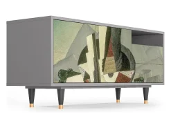New Mueble de TV - 125х56х41 cm - T7 - The Cubist Paintings , Cinza Cinzento