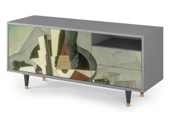 New Mueble de TV - 125х56х41 cm - T7 - The Cubist Paintings , Cinza Cinzento