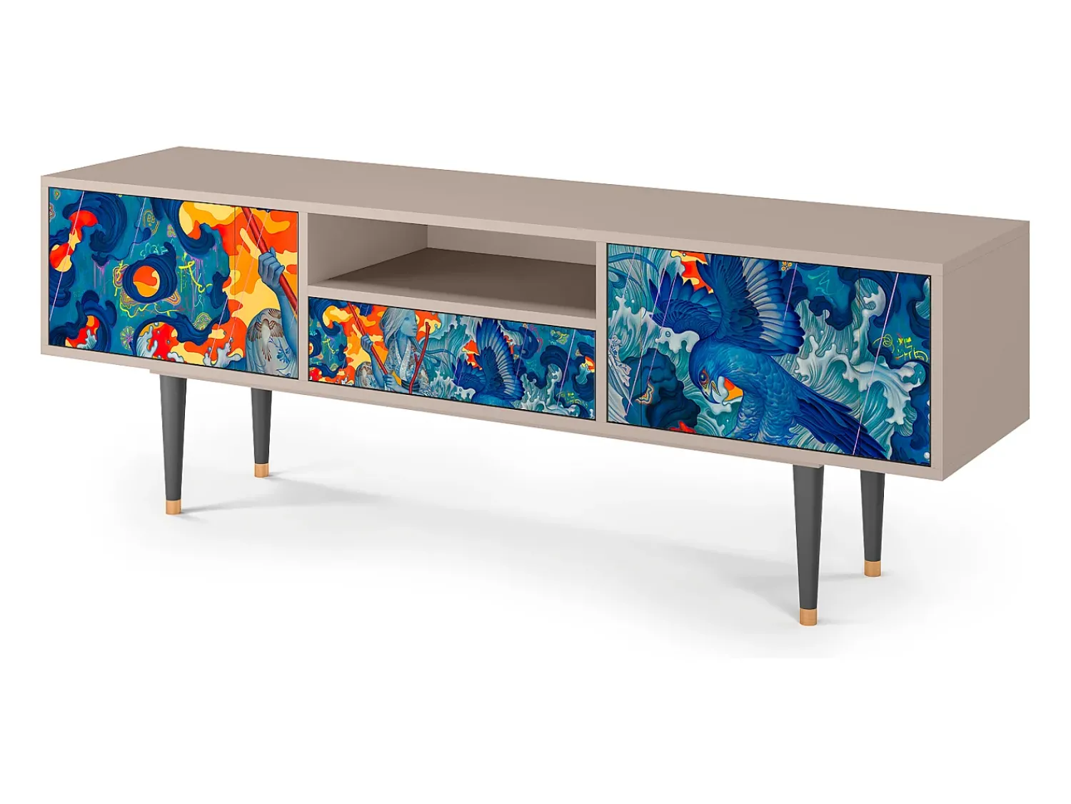 Móvel De Tv* Mueble de TV - 170х59х41 cm - T6 - The Girl - James Jean, Areia Bege