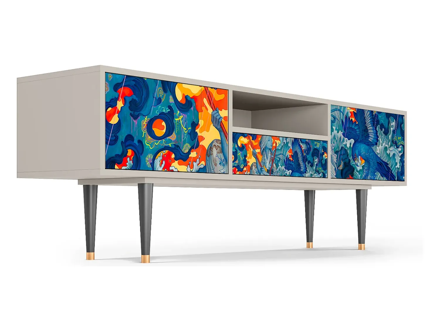 Móvel De Tv* Mueble de TV - 170х59х41 cm - T6 - The Girl - James Jean, Areia Bege