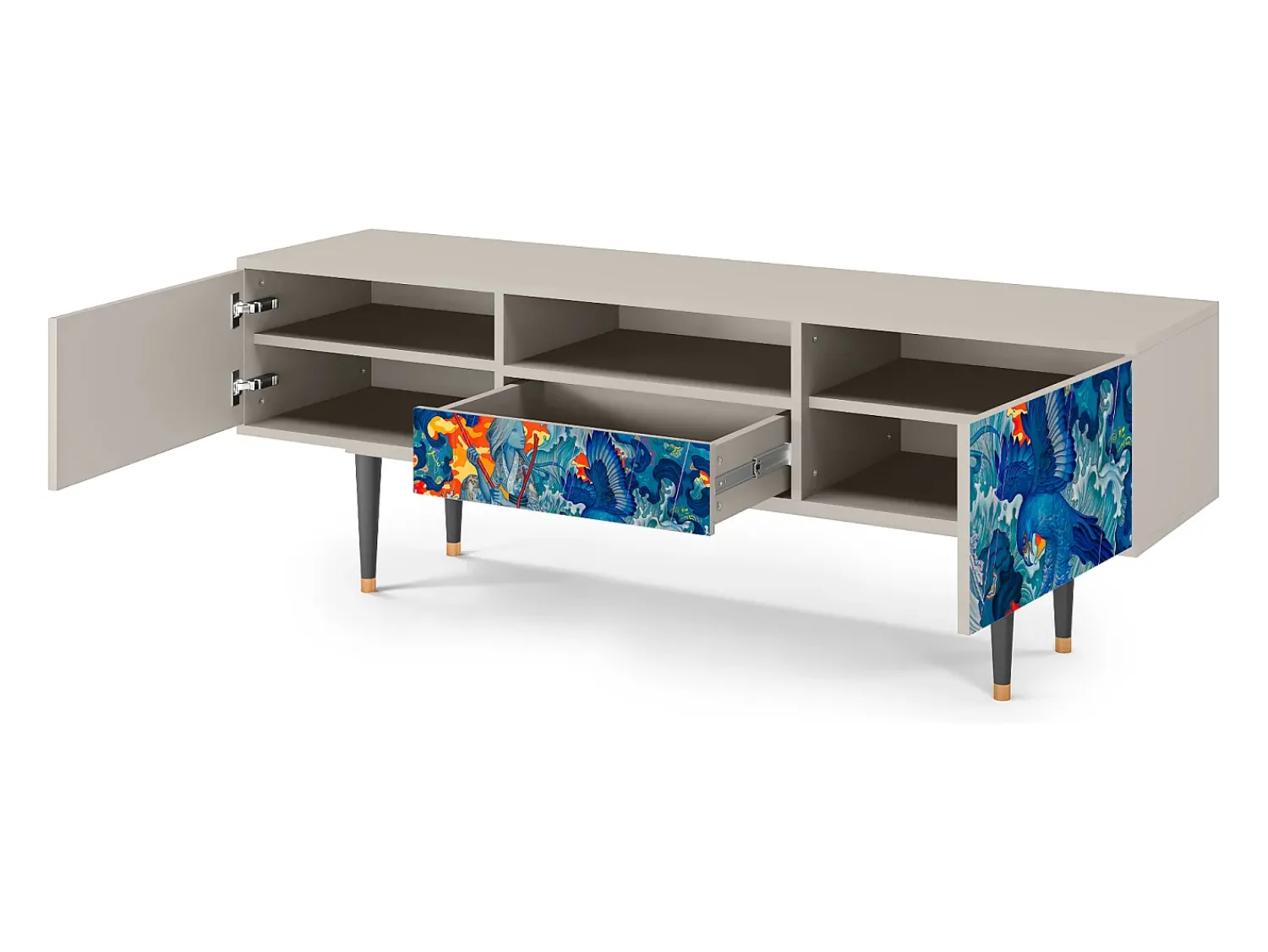 Móvel De Tv* Mueble de TV - 170х59х41 cm - T6 - The Girl - James Jean, Areia Bege