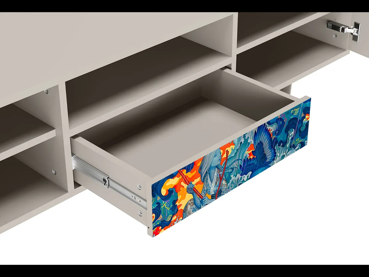 Móvel De Tv* Mueble de TV - 170х59х41 cm - T6 - The Girl - James Jean, Areia Bege