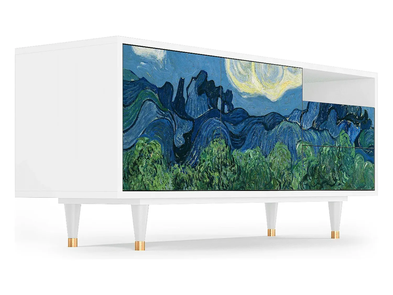 Mueble de TV - 125х56х41 cm - T7 - The Oil Trees, Branco^ Móvel De Tv