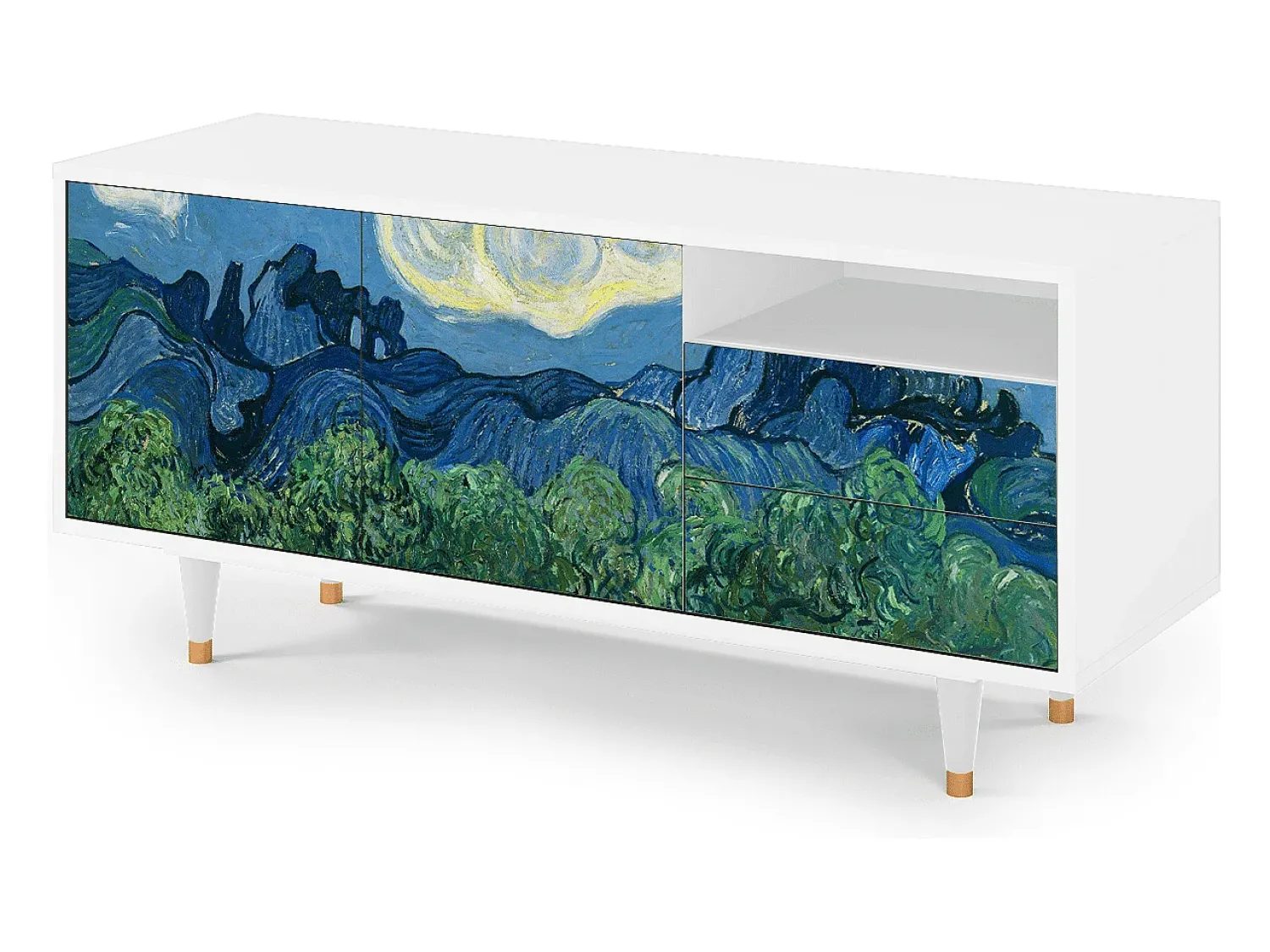 Mueble de TV - 125х56х41 cm - T7 - The Oil Trees, Branco^ Móvel De Tv