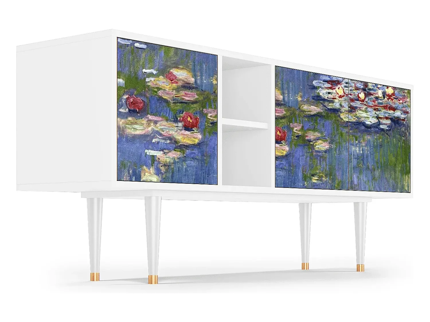 Mueble de TV - 150х69х41 cm - T5 - The water lily pond , Branco^ Móvel De Tv