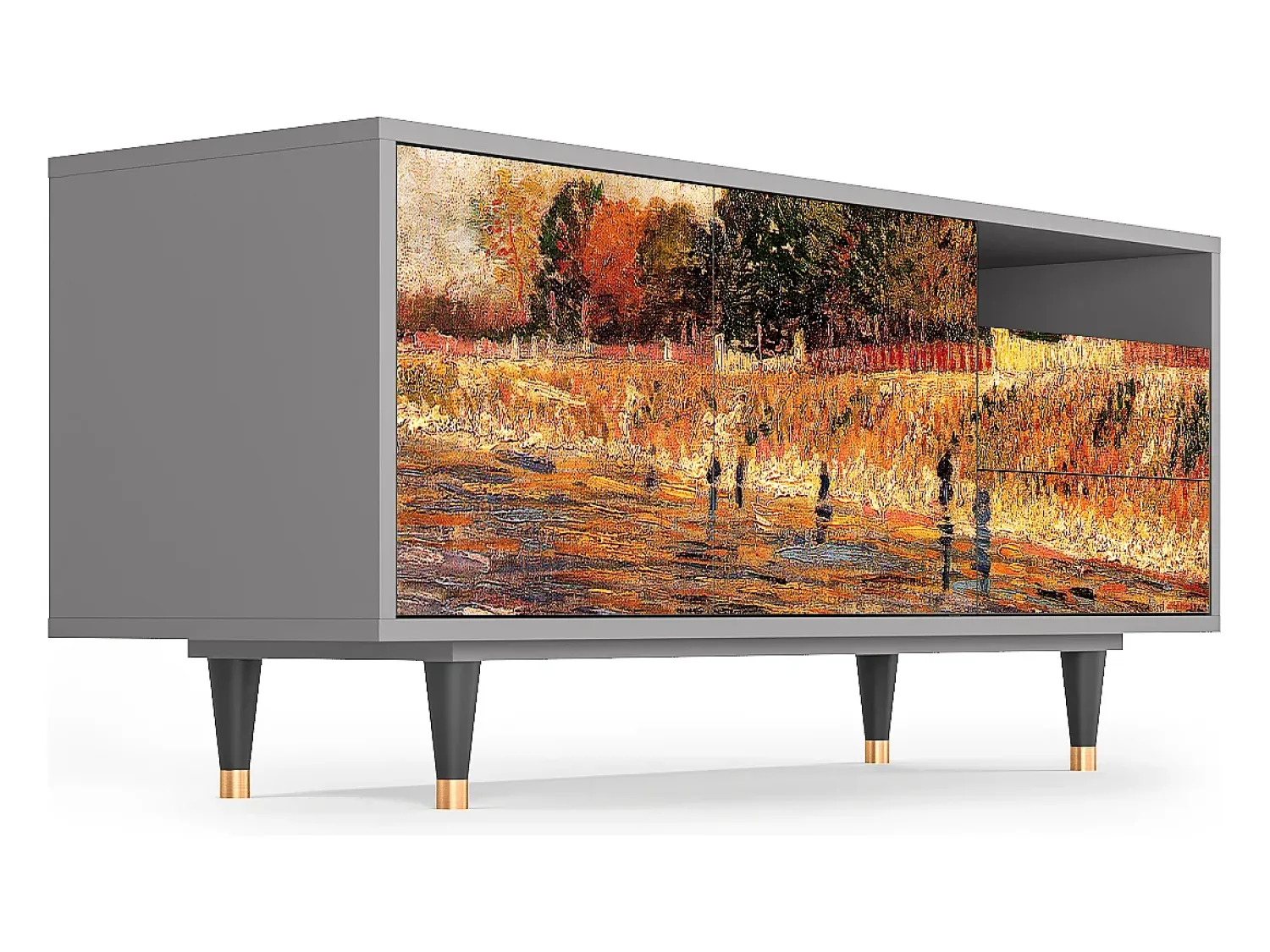 Móvel De Tv* Mueble de TV - 125х56х41 cm - T7 - The Banks, Cinza Cinzento