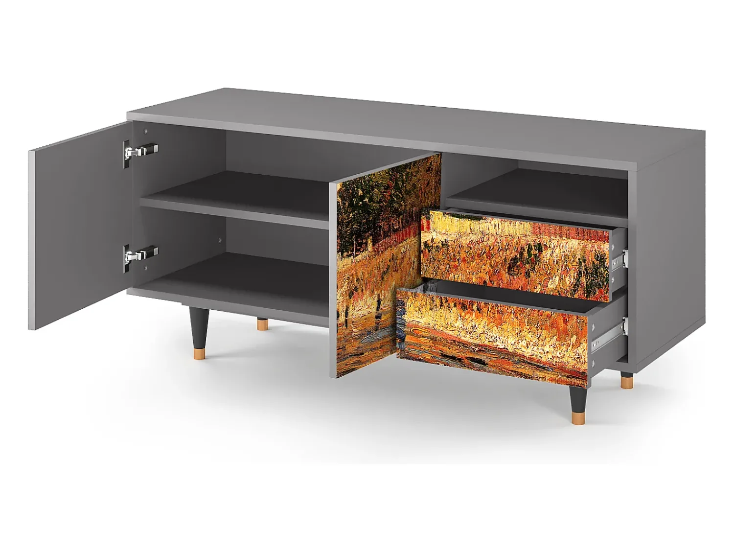 Móvel De Tv* Mueble de TV - 125х56х41 cm - T7 - The Banks, Cinza Cinzento