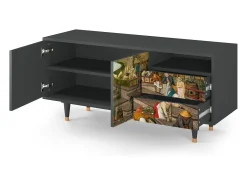 Móvel De Tv* Mueble de TV - 125х56х41 cm - T7 - The Younger - Spring, Antracite Cinza antracite