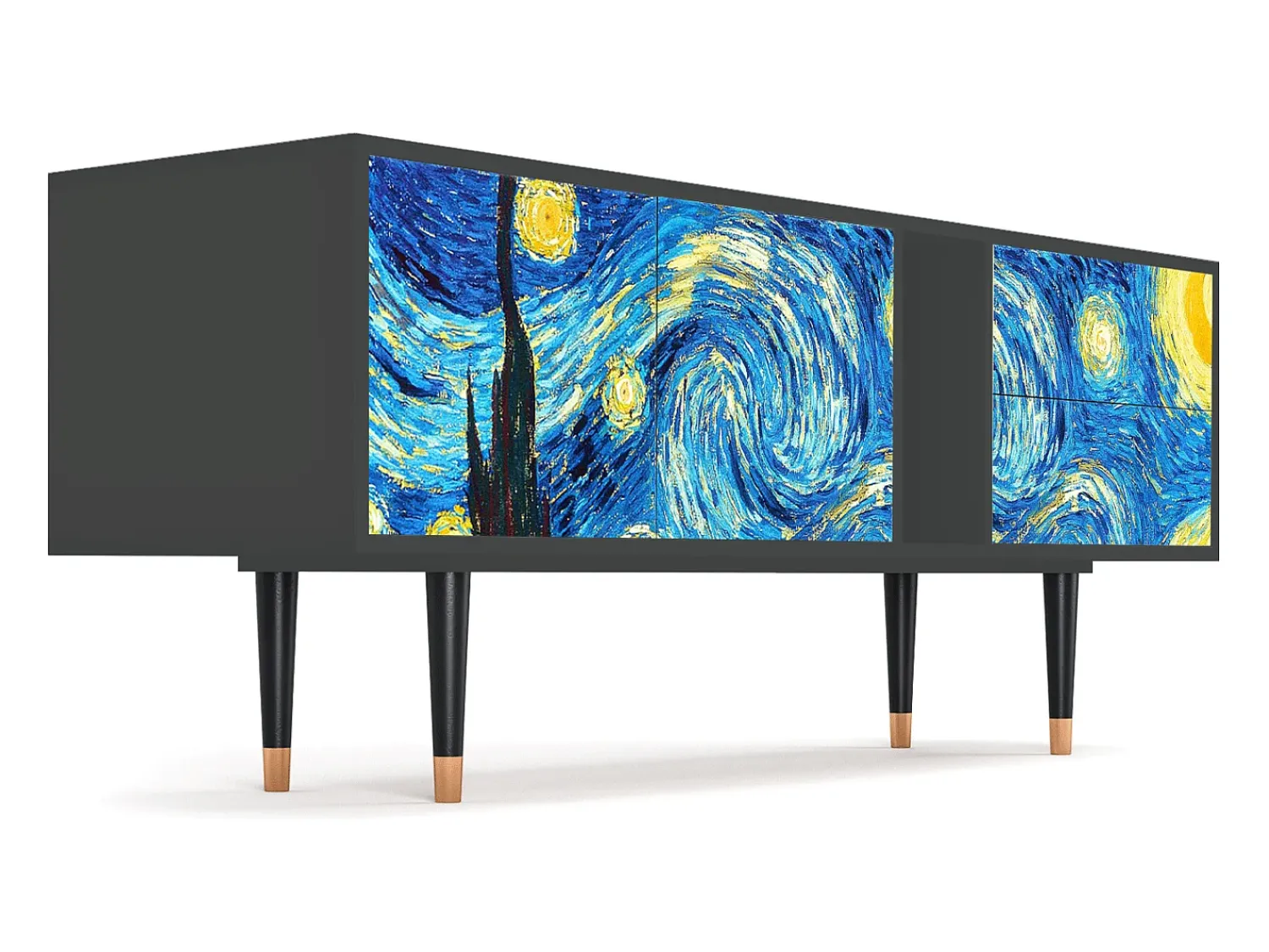 Móvel De Tv* Mueble de TV - 170х69х48 cm - T1 - The Starry Night , Antracite Cinza antracite