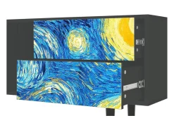 Móvel De Tv* Mueble de TV - 170х69х48 cm - T1 - The Starry Night , Antracite Cinza antracite