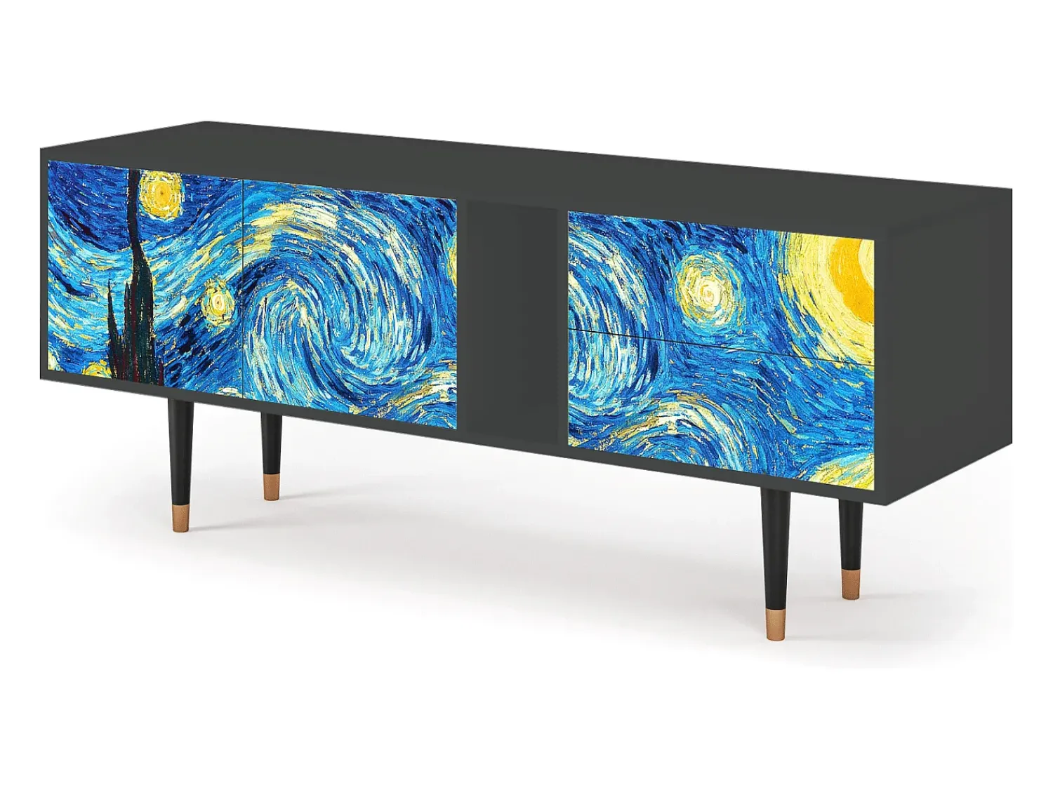 Móvel De Tv* Mueble de TV - 170х69х48 cm - T1 - The Starry Night , Antracite Cinza antracite