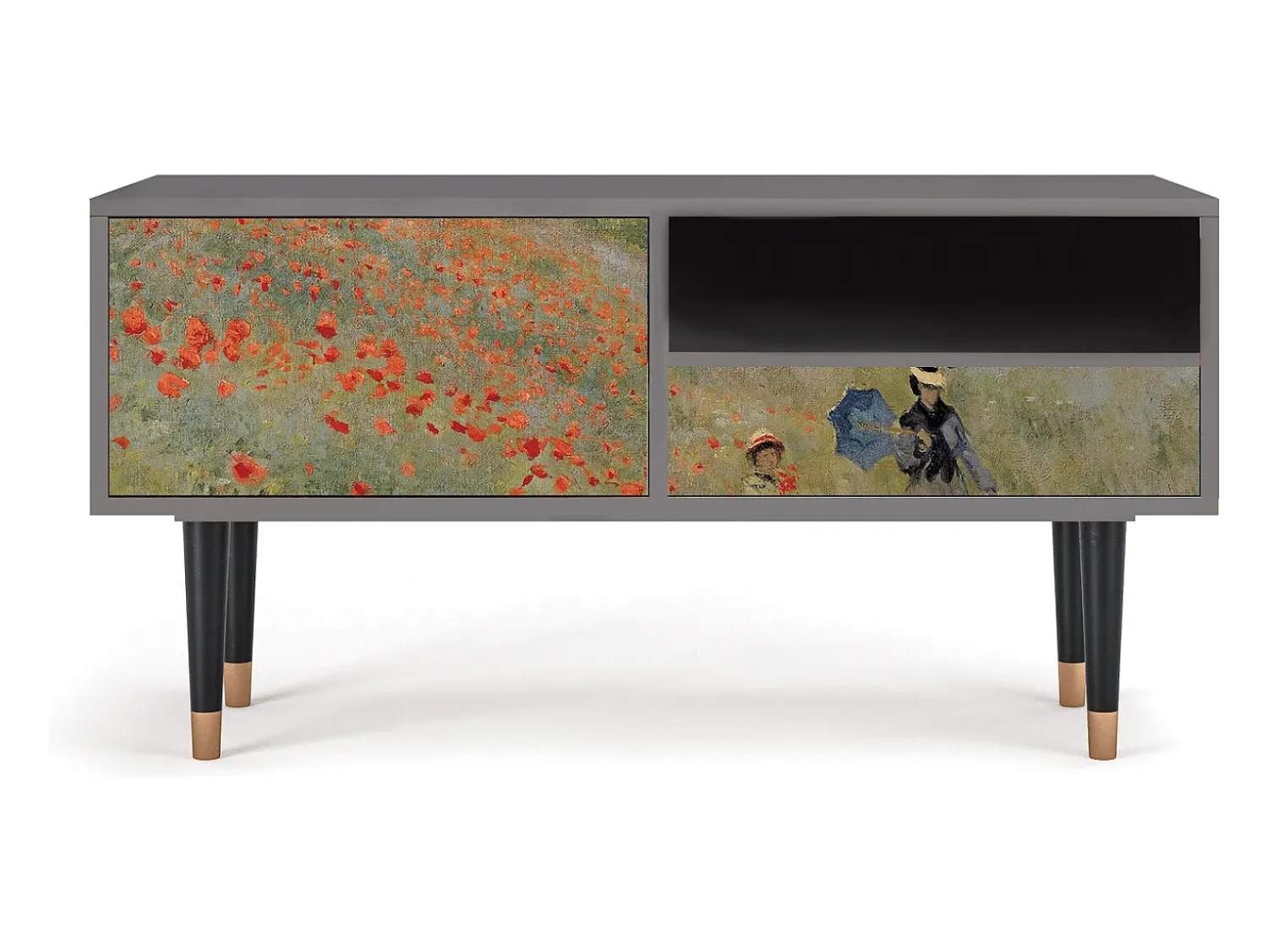 Sale Mueble de TV - 115х59х48 cm - T3 - The Poppy Field , Cinza Cinzento