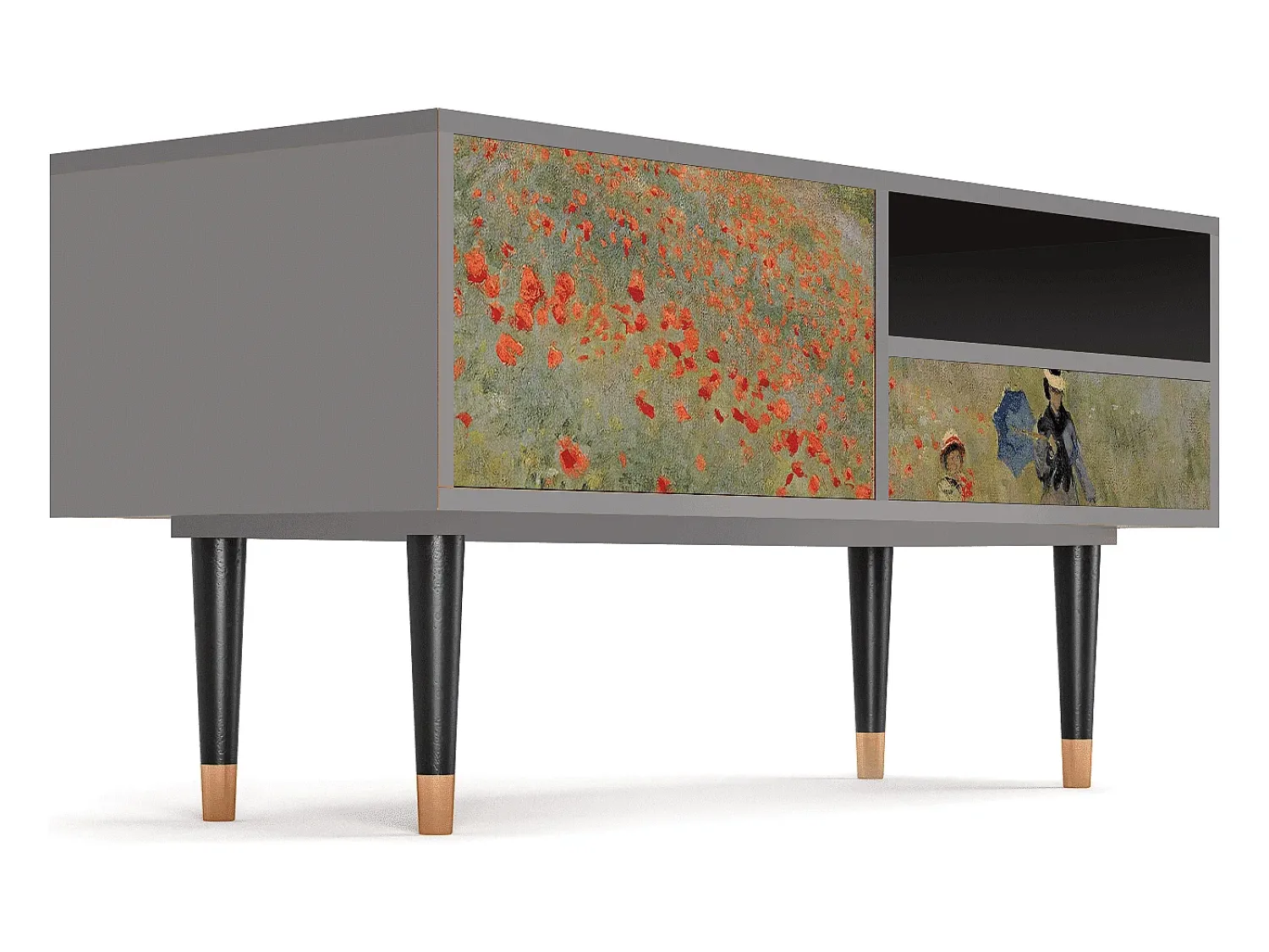 Sale Mueble de TV - 115х59х48 cm - T3 - The Poppy Field , Cinza Cinzento