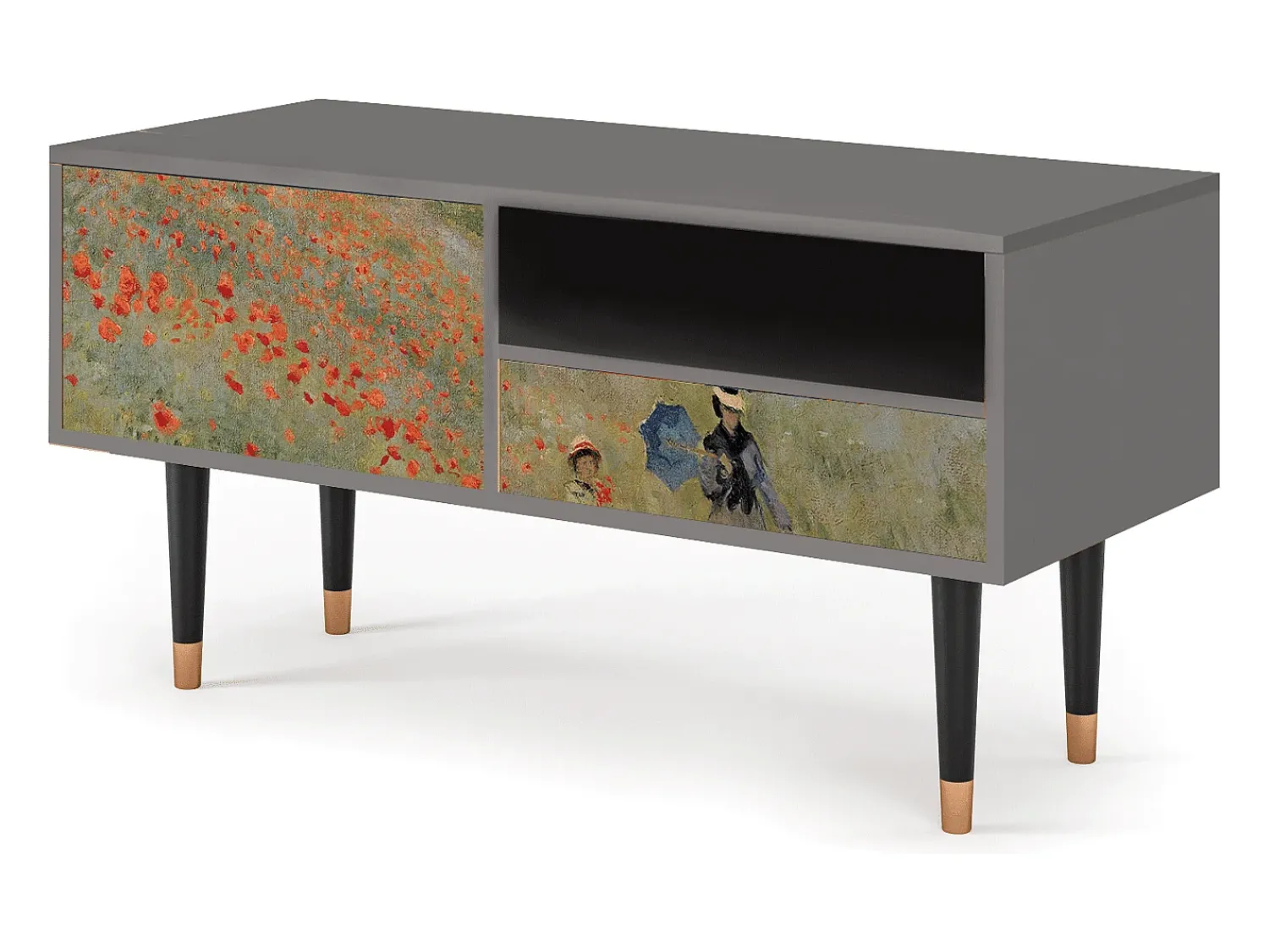 Sale Mueble de TV - 115х59х48 cm - T3 - The Poppy Field , Cinza Cinzento