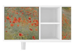 Móvel De Tv* Mueble de TV - 150х69х41 cm - T5 - The Poppy Field , Branco Bege