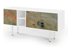 Móvel De Tv* Mueble de TV - 150х69х41 cm - T5 - The Poppy Field , Branco Bege