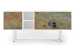 Móvel De Tv* Mueble de TV - 150х69х41 cm - T5 - The Poppy Field , Branco Bege