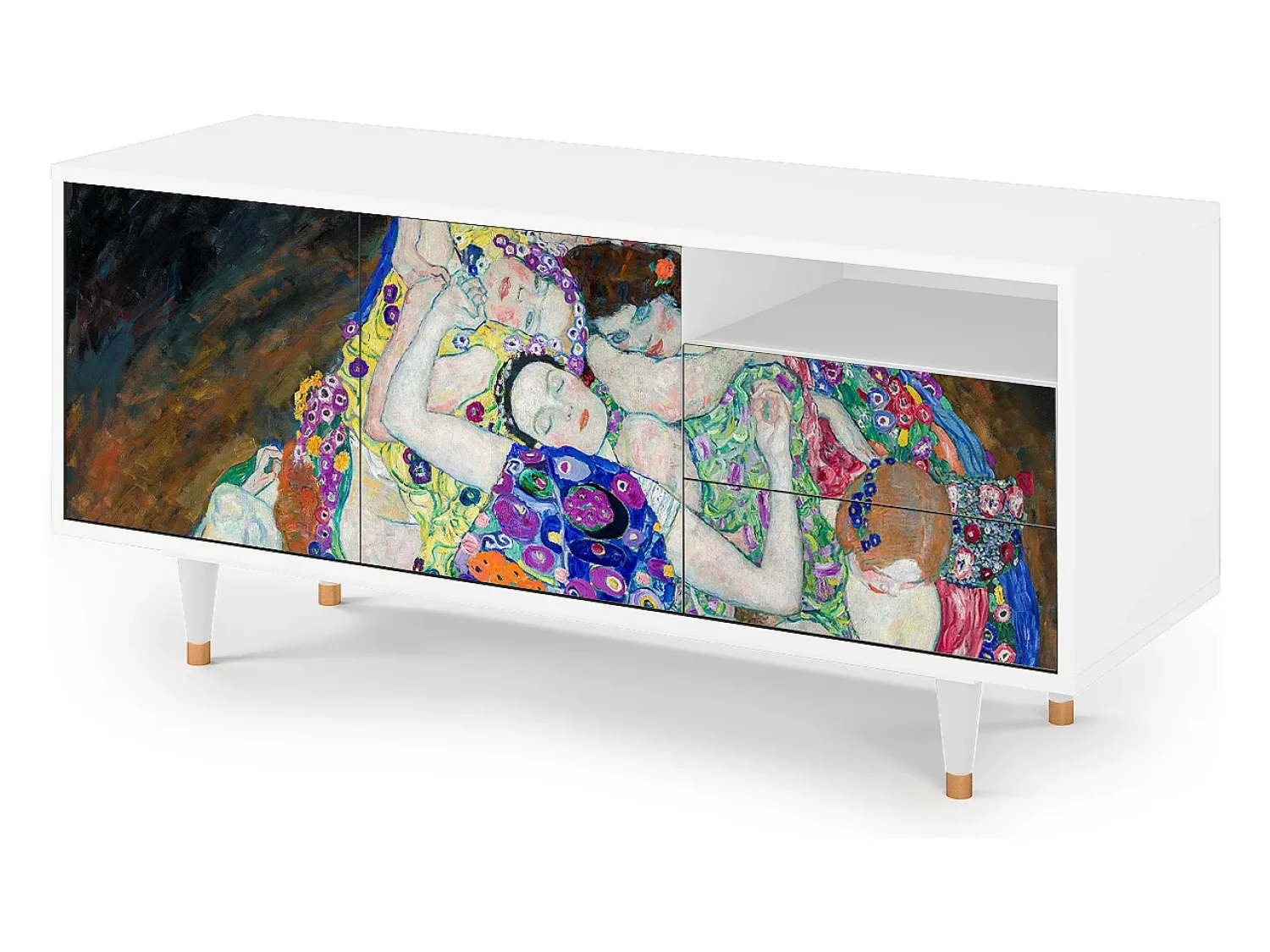 Móvel De Tv* Mueble de TV - 125х56х41 cm - T7 - The Maiden by Klimt, Branco Bege