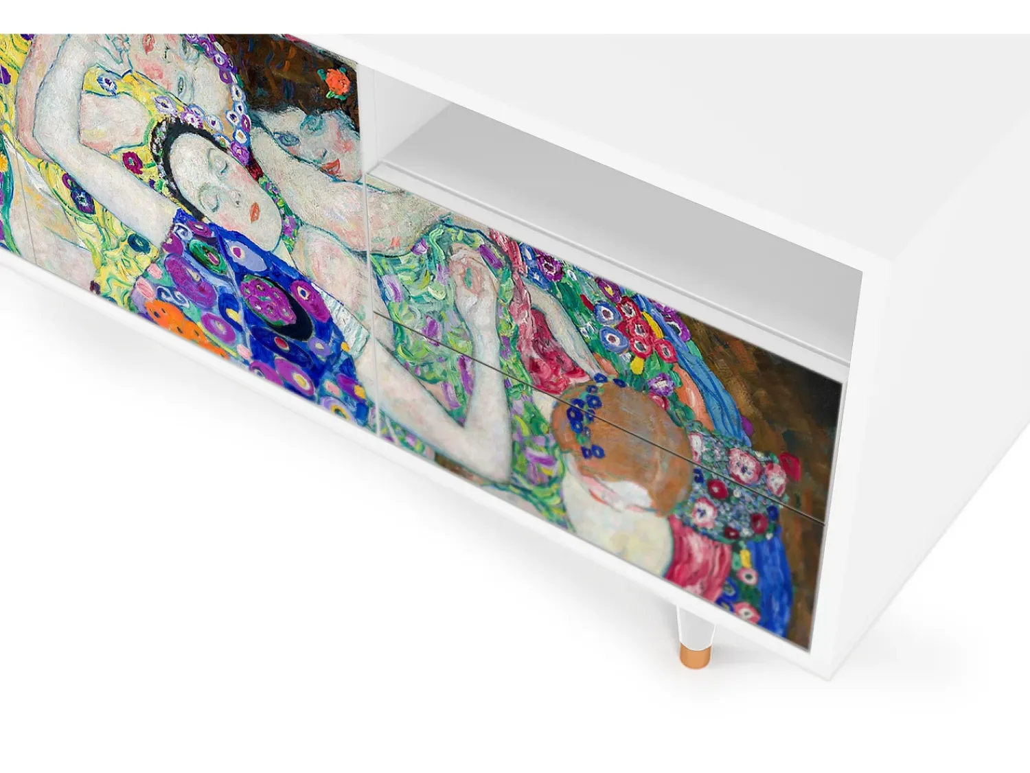 Móvel De Tv* Mueble de TV - 125х56х41 cm - T7 - The Maiden by Klimt, Branco Bege