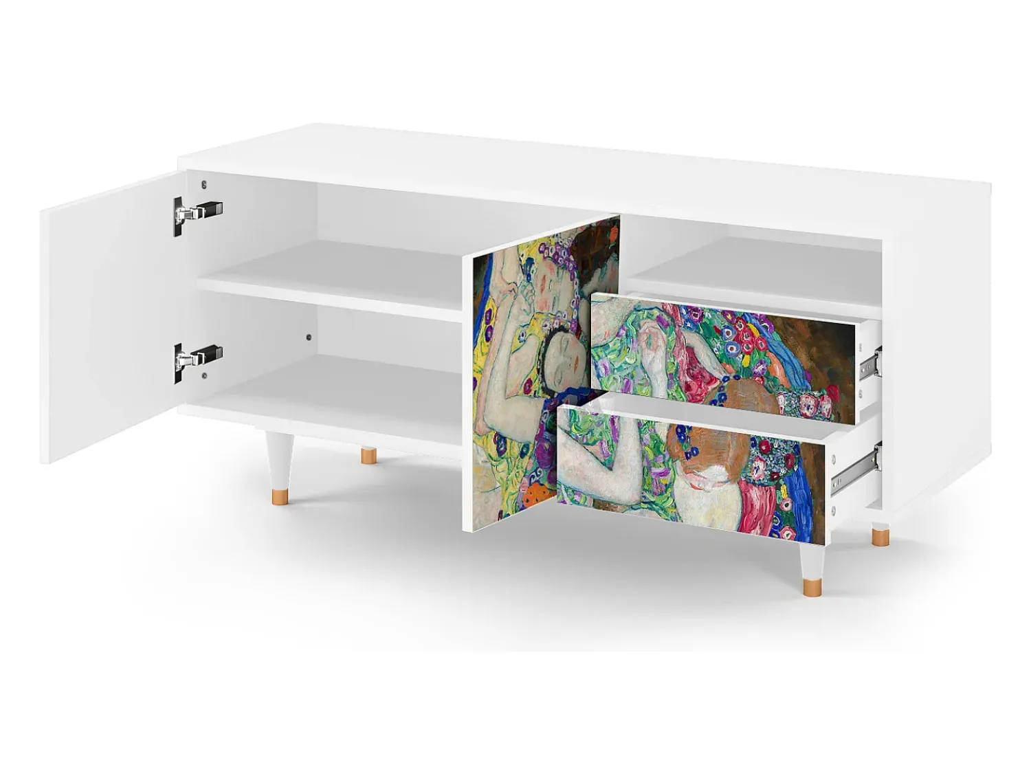 Móvel De Tv* Mueble de TV - 125х56х41 cm - T7 - The Maiden by Klimt, Branco Bege