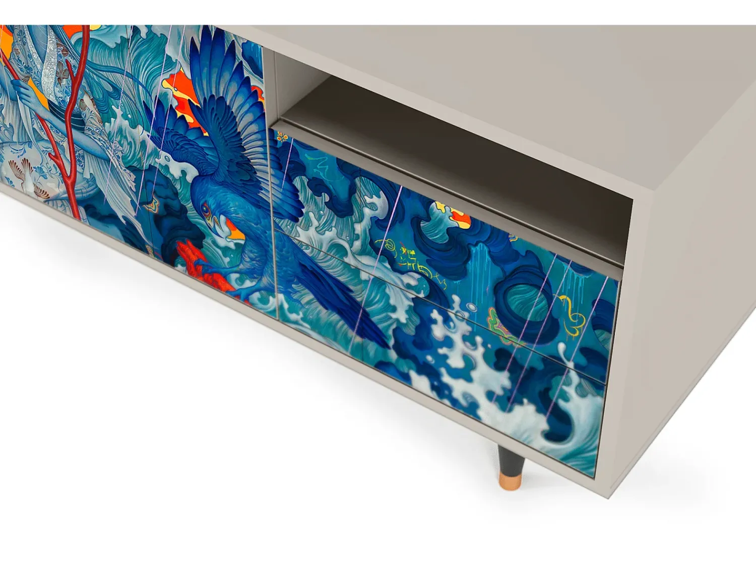 Mueble de TV - 125х56х41 cm - T7 - The Girl - James Jean, Areia Bege