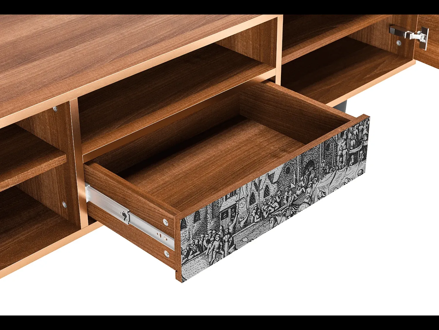 Móvel De Tv| Mueble de TV - 170х59х41 cm - T6 - The Festival of Saint, Nogueira Castanho