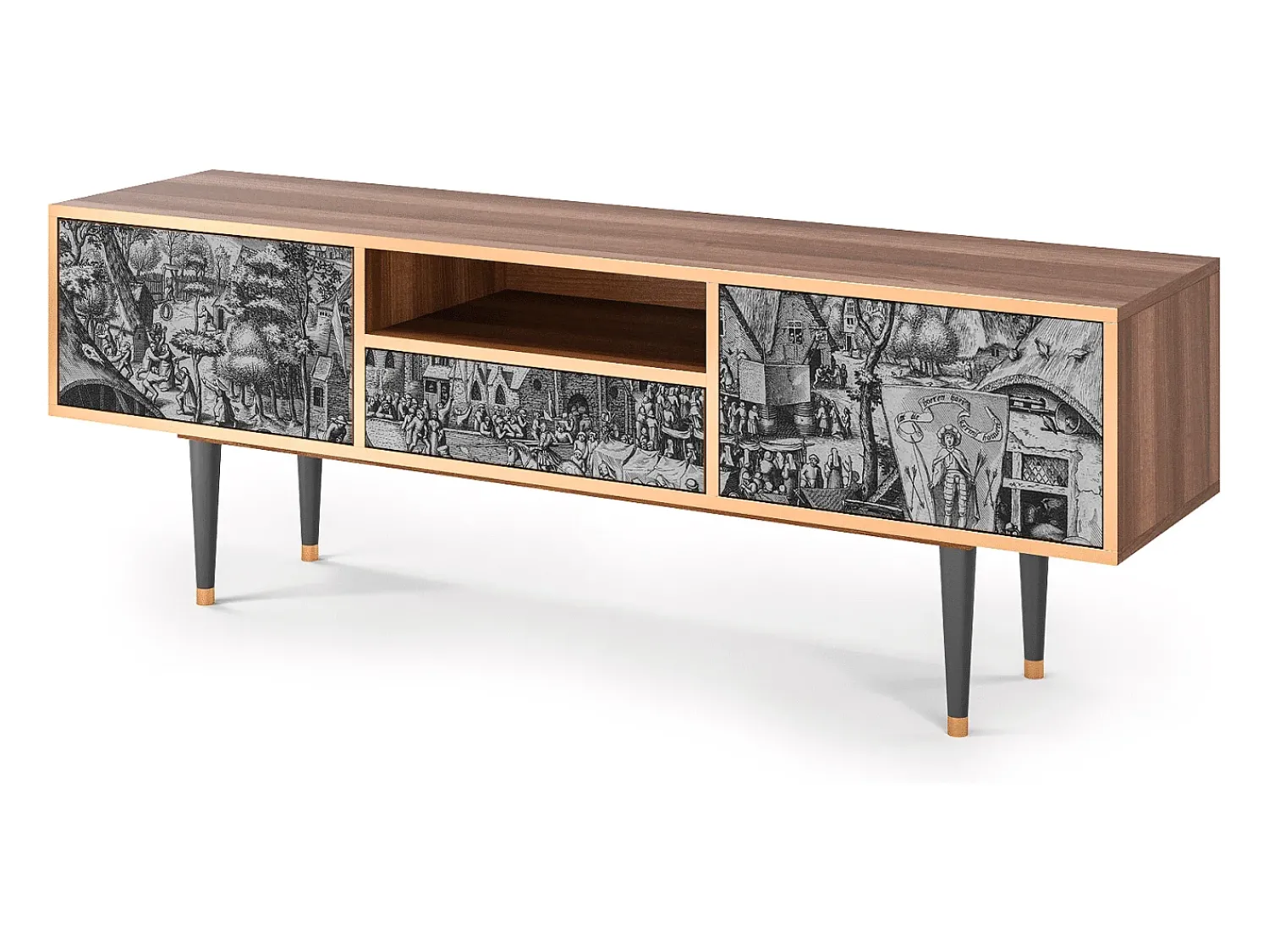 Móvel De Tv| Mueble de TV - 170х59х41 cm - T6 - The Festival of Saint, Nogueira Castanho