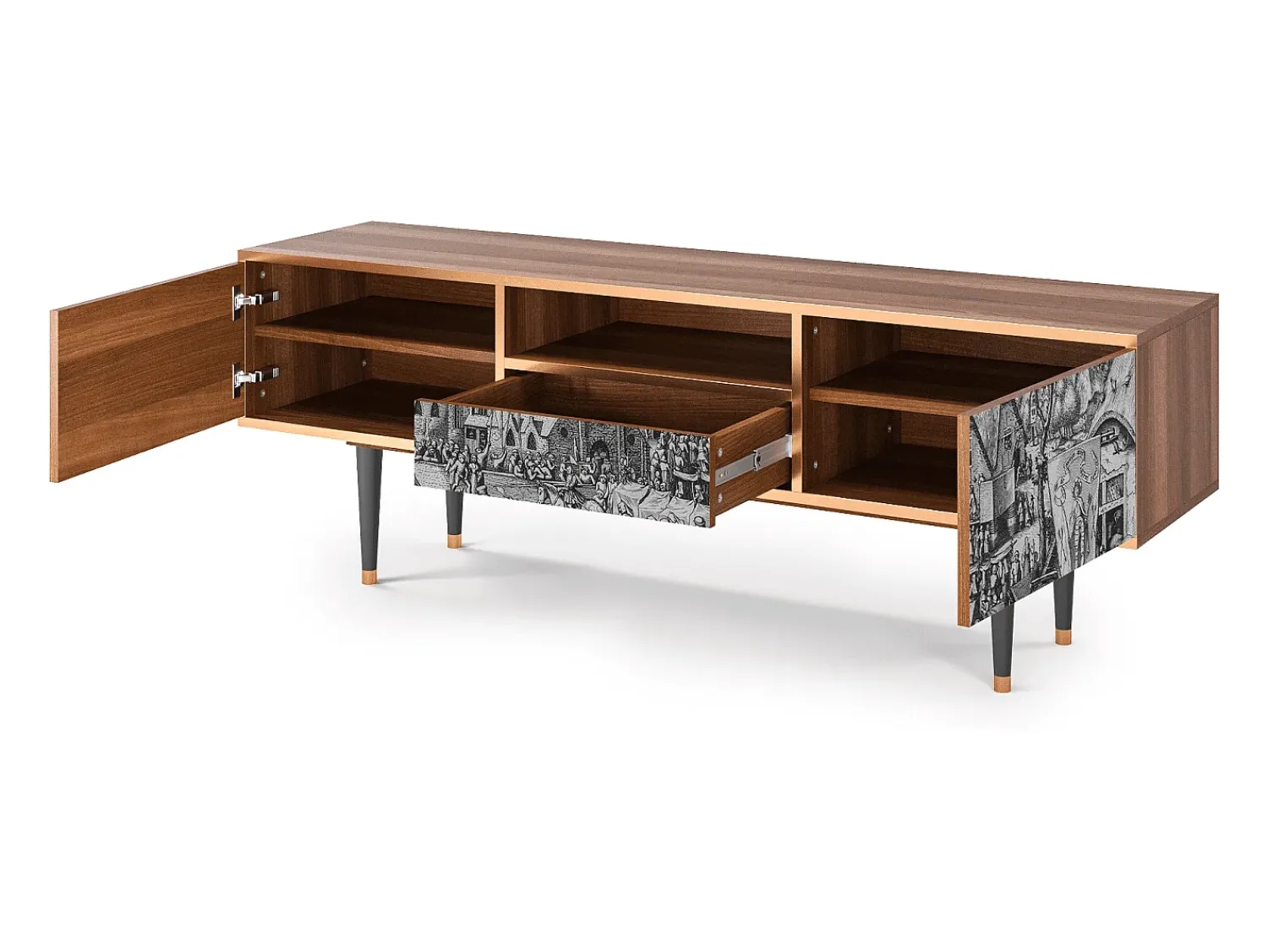 Móvel De Tv| Mueble de TV - 170х59х41 cm - T6 - The Festival of Saint, Nogueira Castanho
