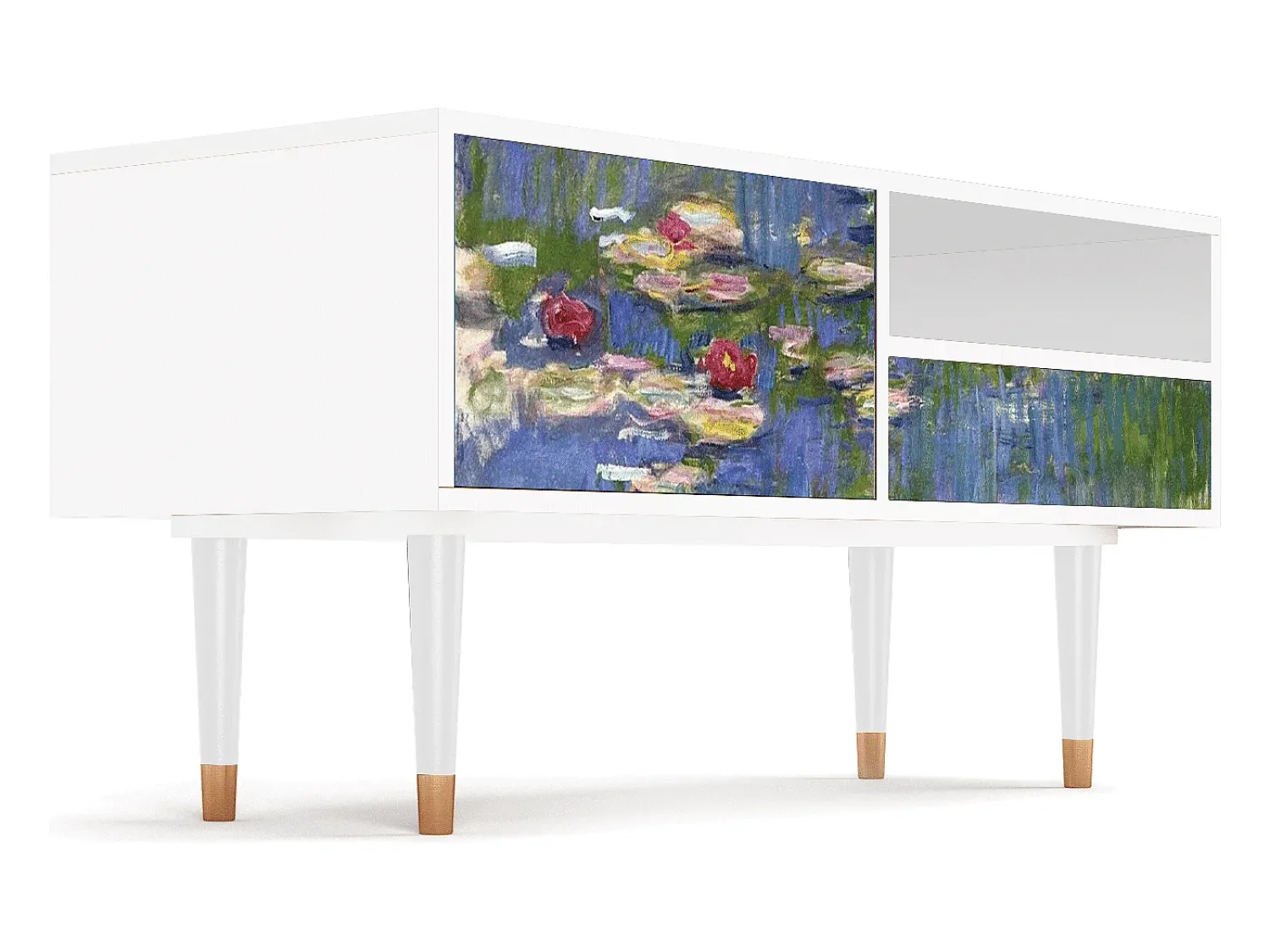 Móvel De Tv| Mueble de TV - 115х59х48 cm - T3 - The water lily pond , Branco Bege