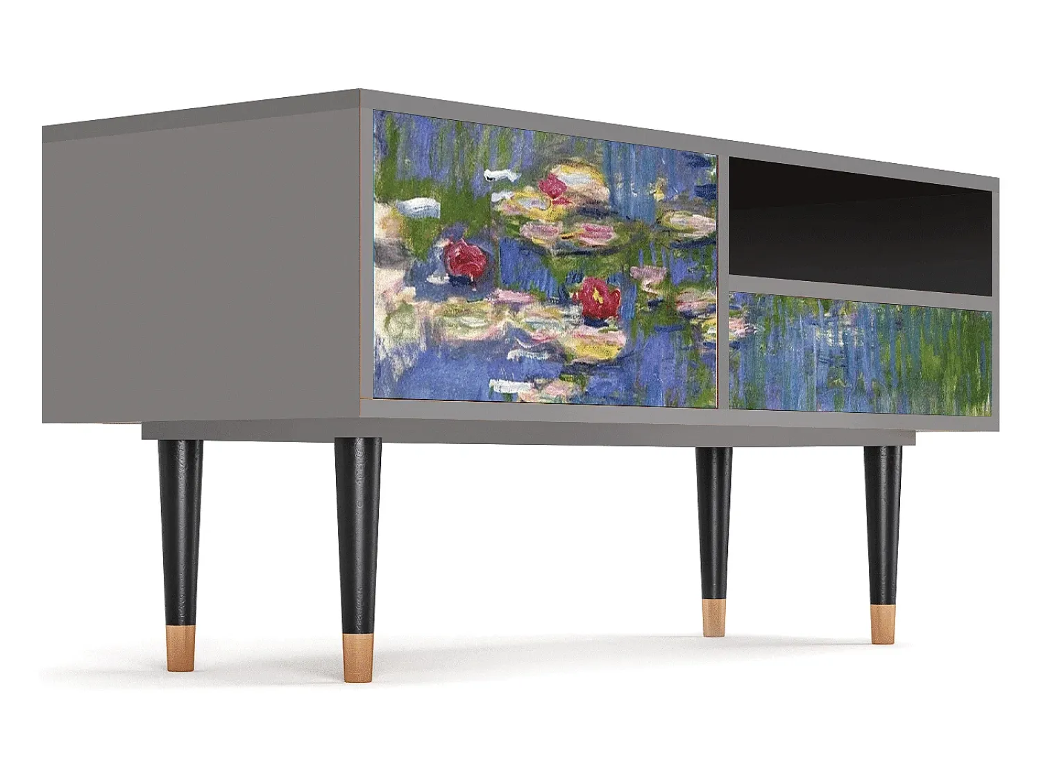 Mueble de TV - 115х59х48 cm - T3 - The water lily pond , Cinza^ Móvel De Tv