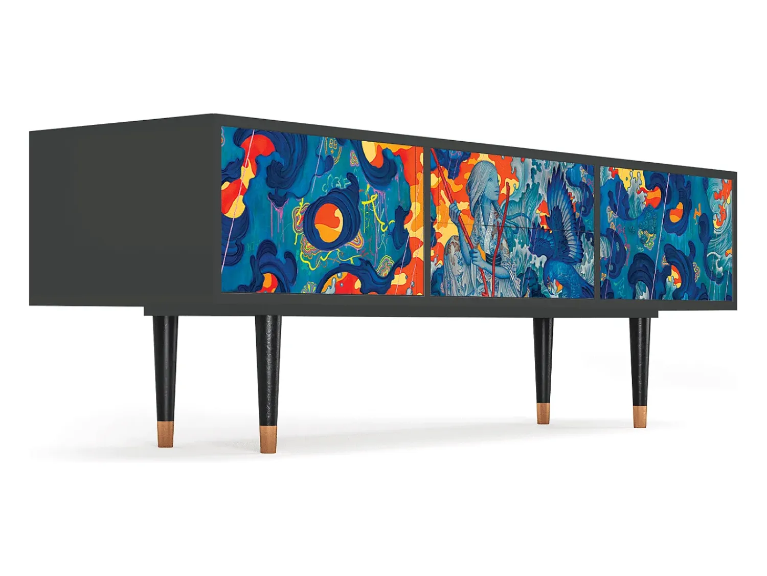 Móvel De Tv| Mueble de TV - 170х59х48 cm - T4 - The Girl - James Jean, Antracite Cinza antracite