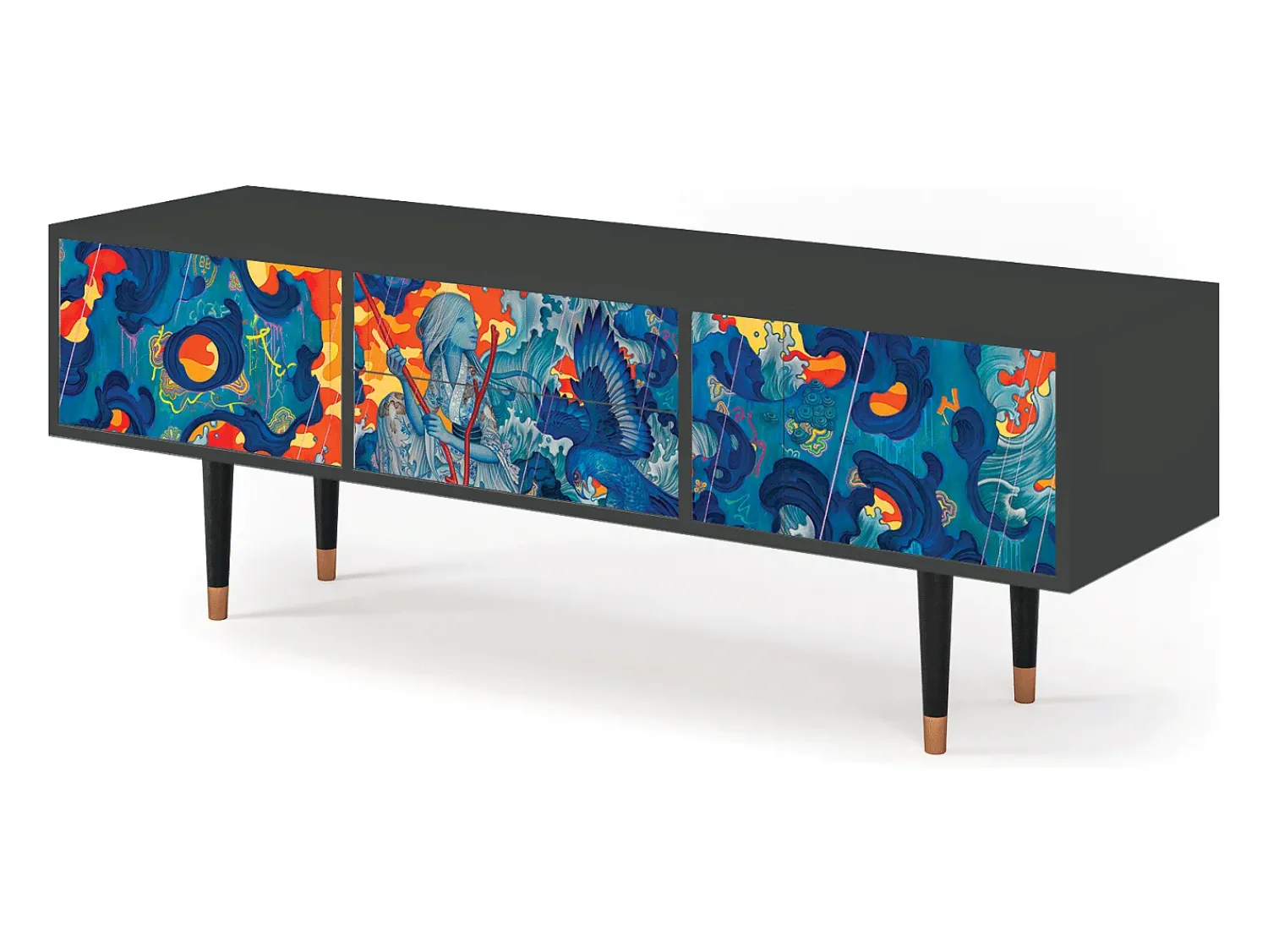 Móvel De Tv| Mueble de TV - 170х59х48 cm - T4 - The Girl - James Jean, Antracite Cinza antracite