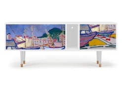 Móvel De Tv* Mueble de TV - 170х69х48 cm - T1 - The Port of Collioure , Branco Bege