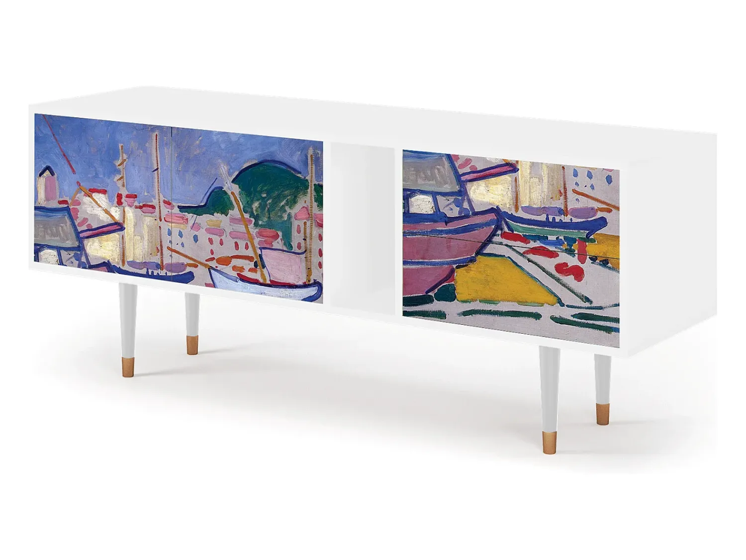 Móvel De Tv* Mueble de TV - 170х69х48 cm - T1 - The Port of Collioure , Branco Bege