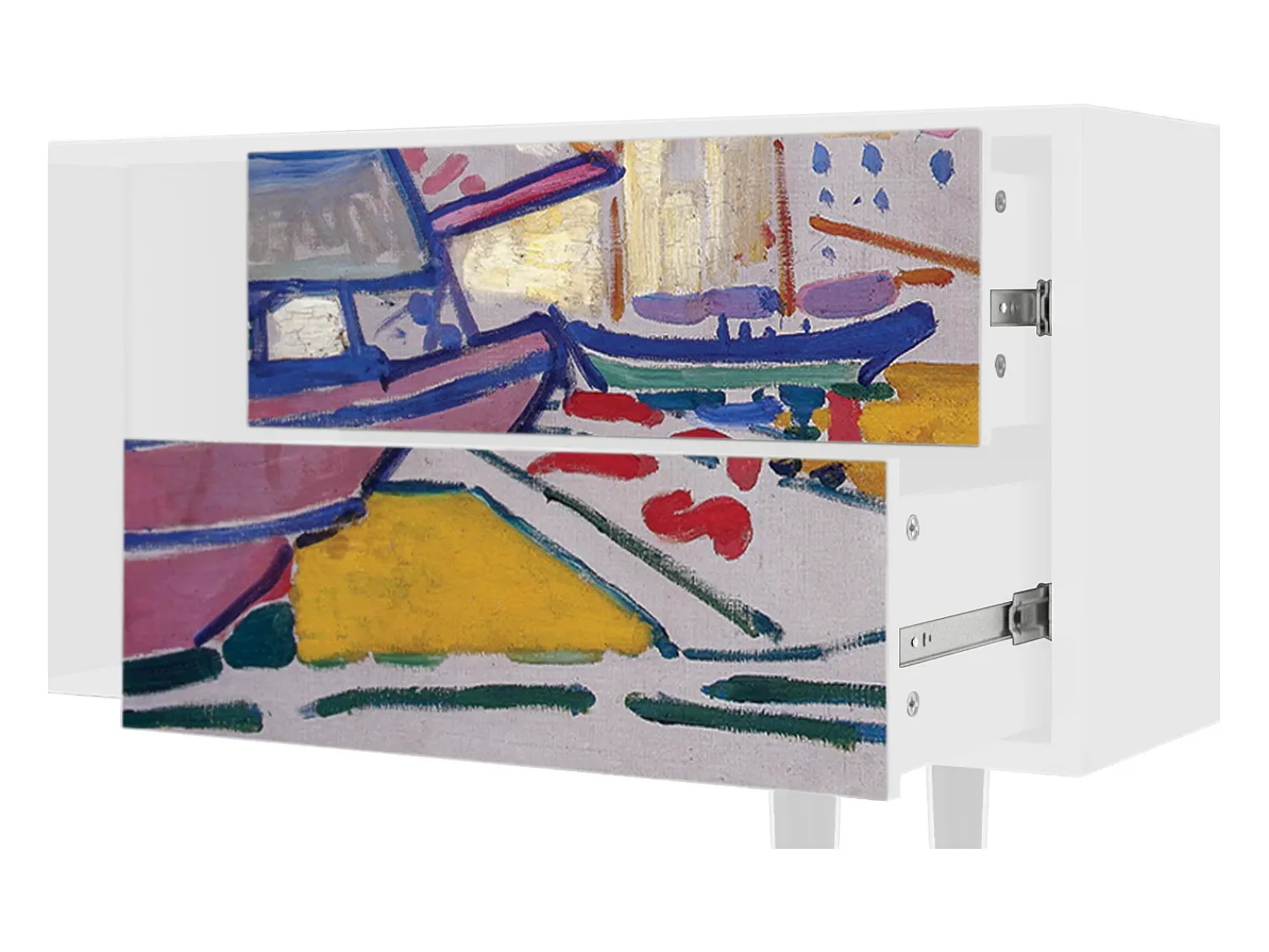 Móvel De Tv* Mueble de TV - 170х69х48 cm - T1 - The Port of Collioure , Branco Bege