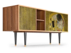 Móvel De Tv* Mueble de TV - 150х69х41 cm - T5 - The Kiss by Klimt , Nogueira Castanho