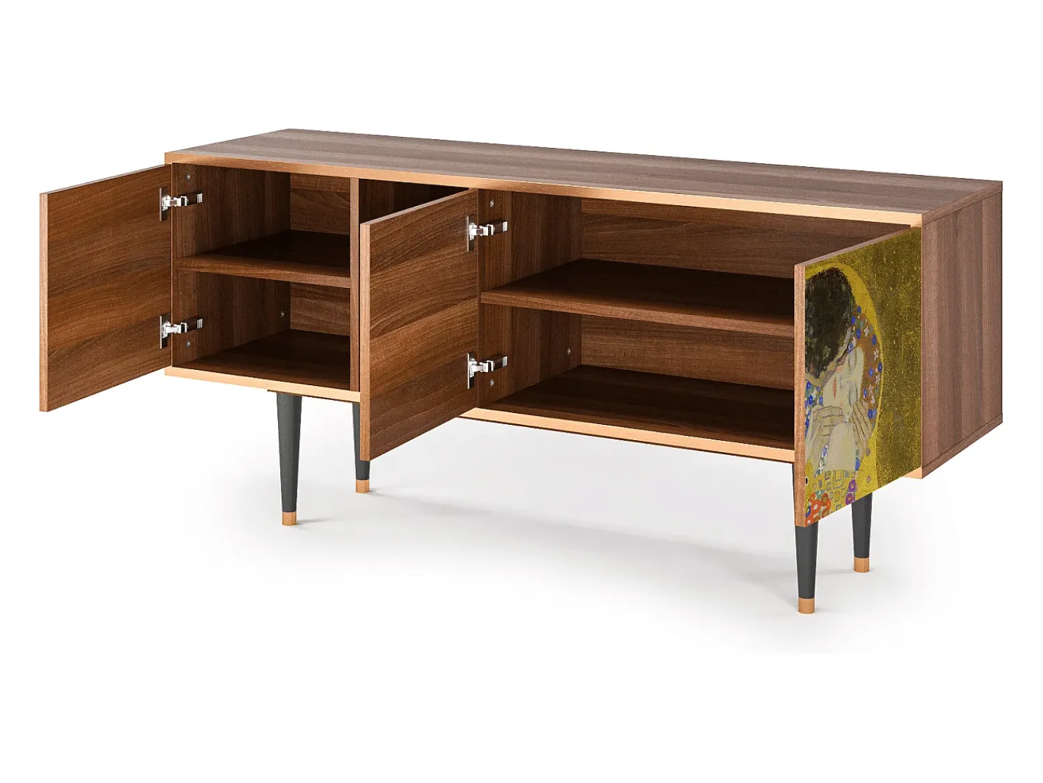 Móvel De Tv* Mueble de TV - 150х69х41 cm - T5 - The Kiss by Klimt , Nogueira Castanho