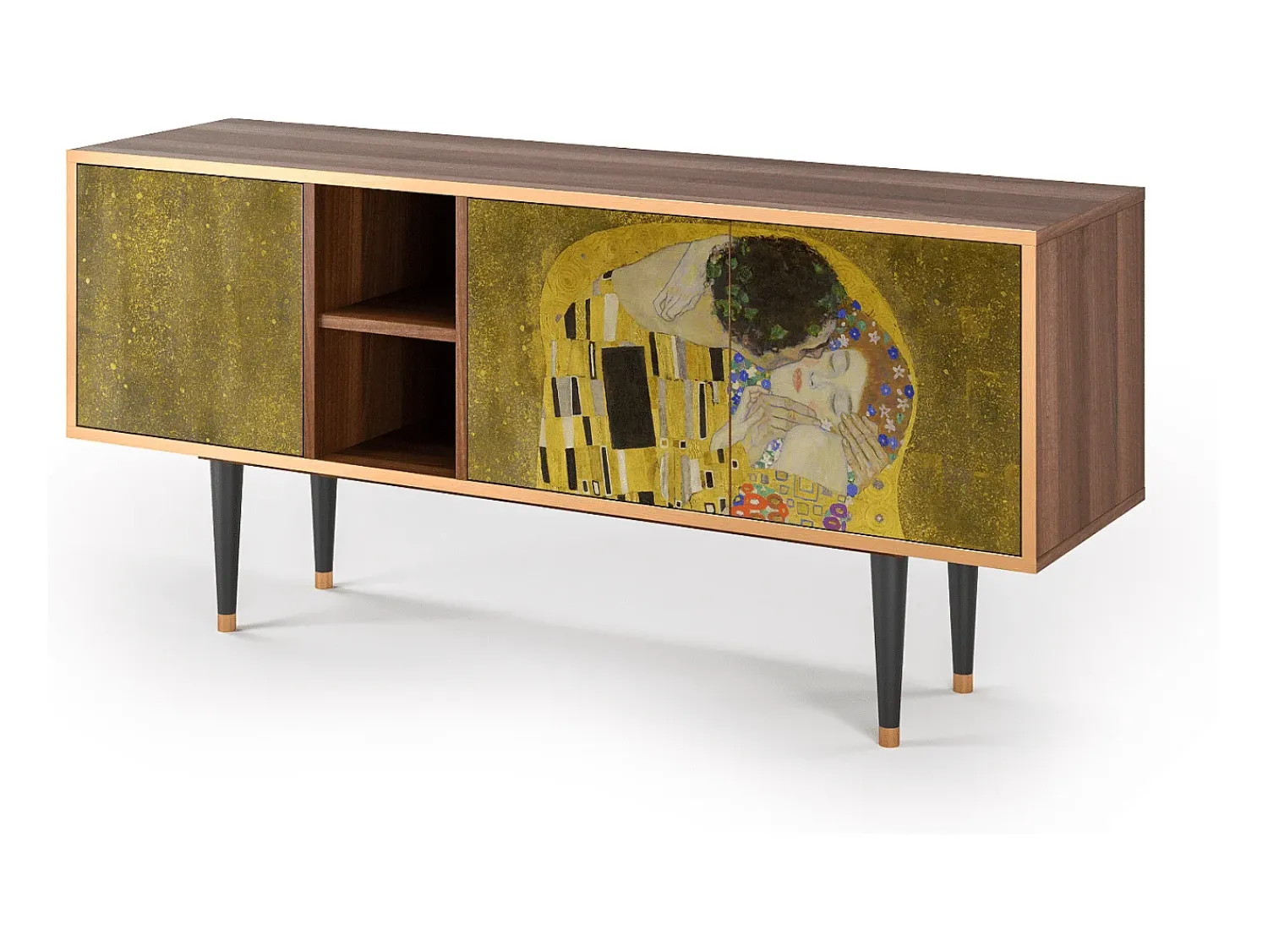 Móvel De Tv* Mueble de TV - 150х69х41 cm - T5 - The Kiss by Klimt , Nogueira Castanho