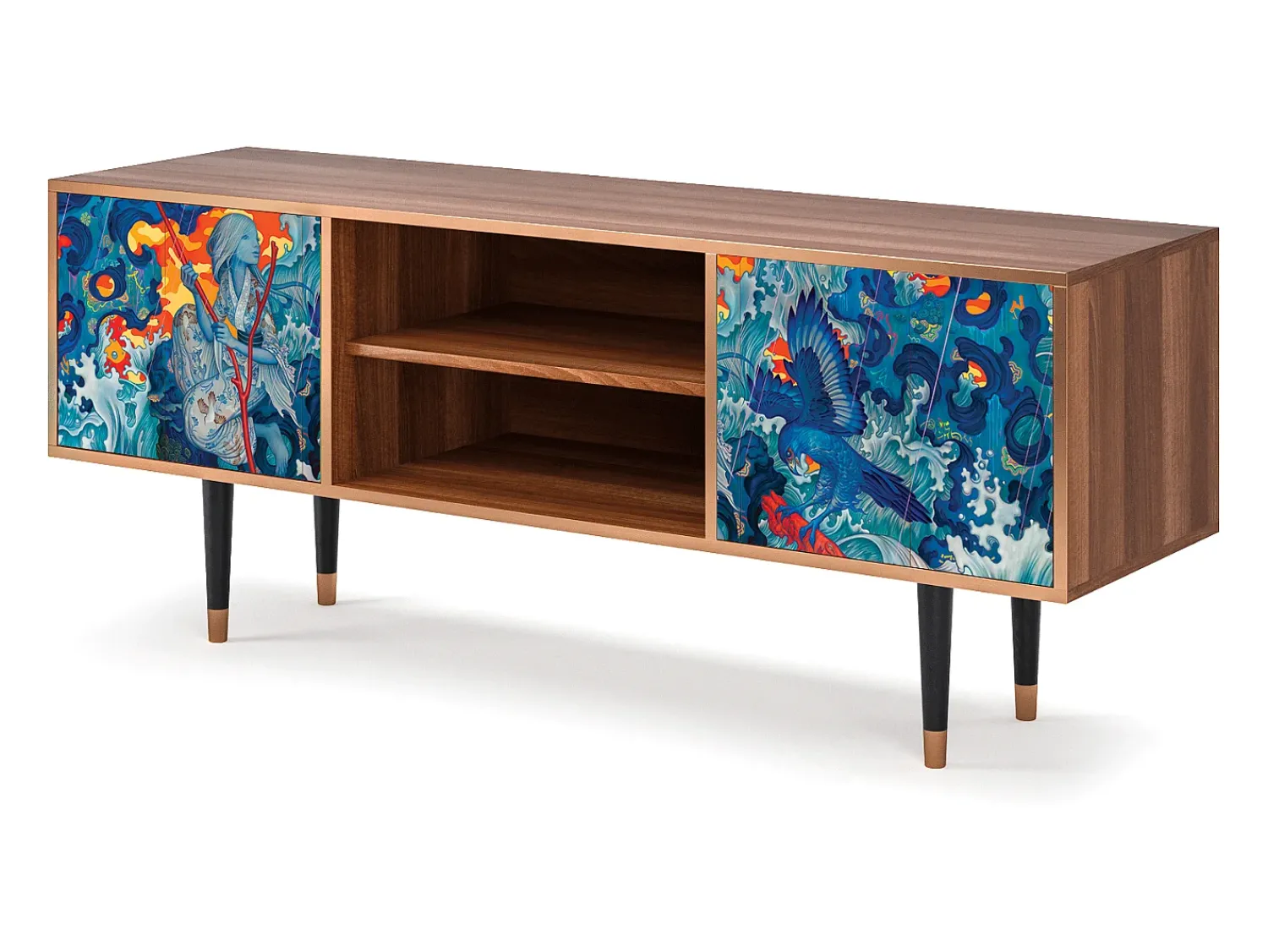 Móvel De Tv* Mueble de TV - 170х69х48 cm - T2 - The Girl - James Jean, Nogueira Castanho