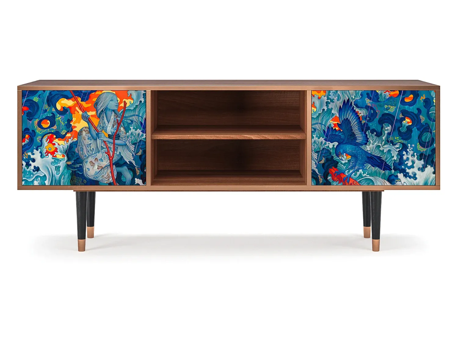 Móvel De Tv* Mueble de TV - 170х69х48 cm - T2 - The Girl - James Jean, Nogueira Castanho