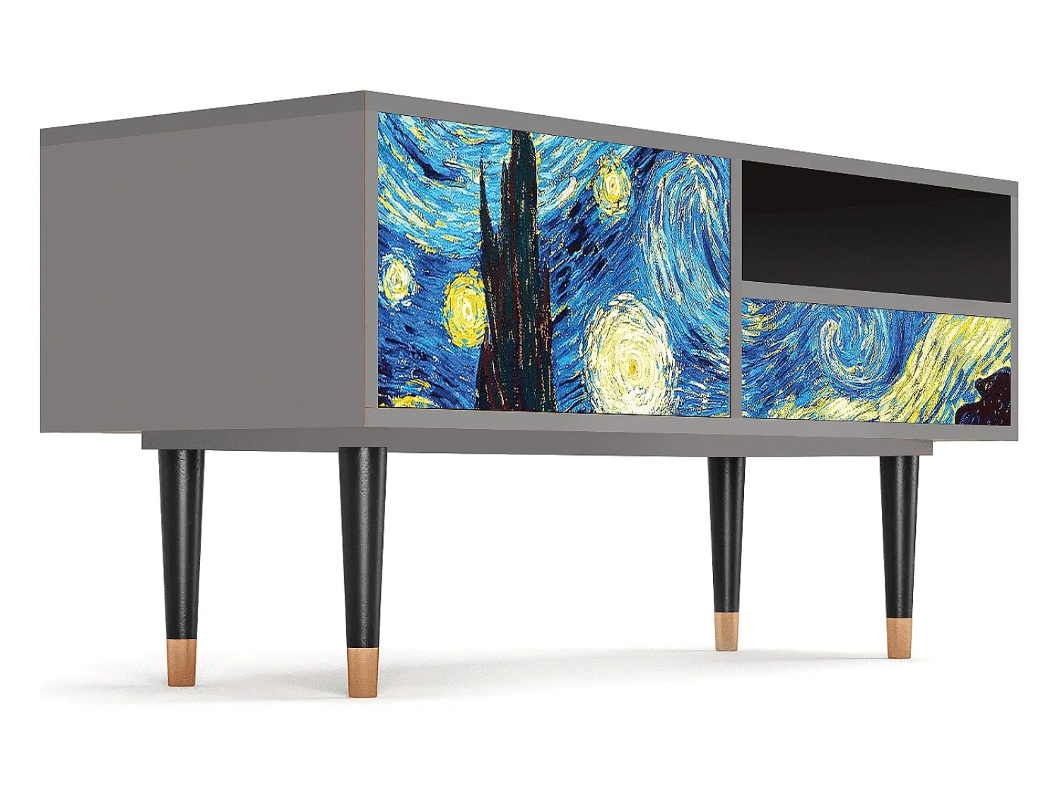 Móvel De Tv* Mueble de TV - 115х59х48 cm - T3 - The Starry Night , Cinza Cinzento