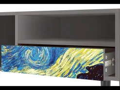 Móvel De Tv* Mueble de TV - 115х59х48 cm - T3 - The Starry Night , Cinza Cinzento