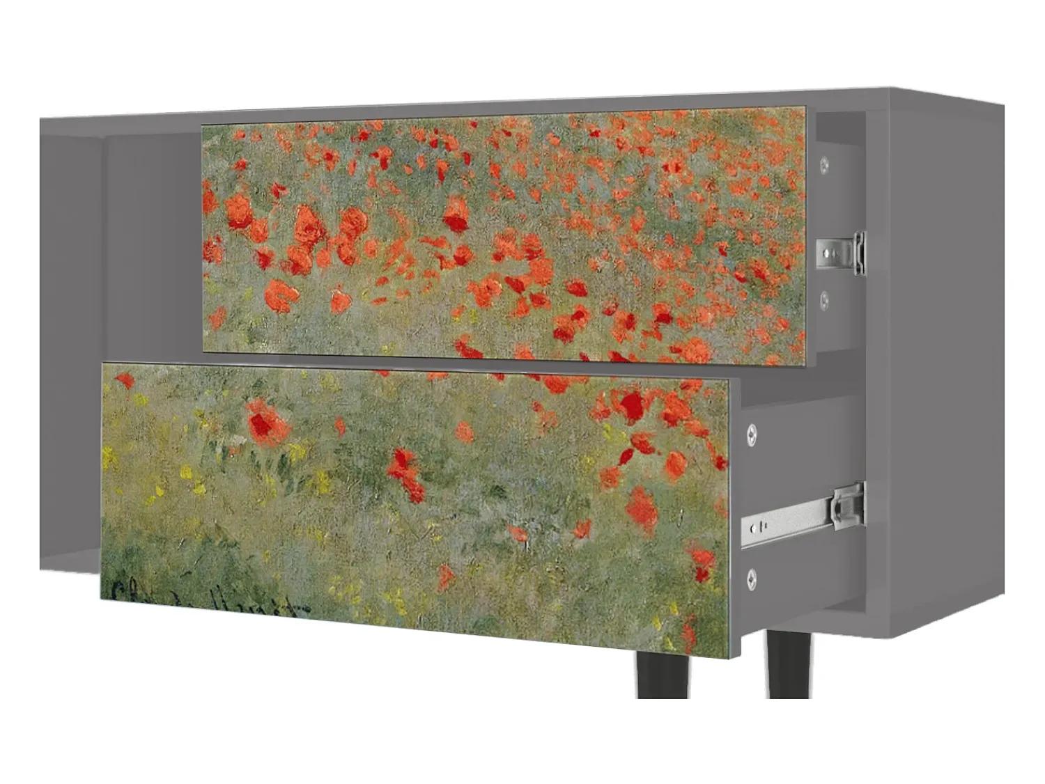 Móvel De Tv| Mueble de TV - 170х69х48 cm - T1 - The Poppy Field , Cinza Cinzento
