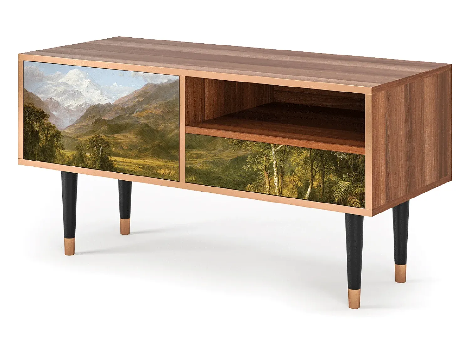Móvel De Tv| Mueble de TV - 115х59х48 cm - T3 - The Heart of the Andes , Nogueira Castanho