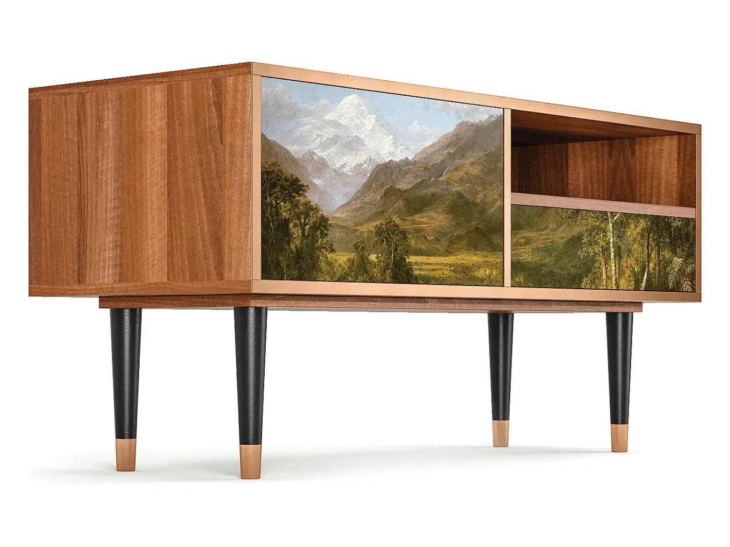 Móvel De Tv| Mueble de TV - 115х59х48 cm - T3 - The Heart of the Andes , Nogueira Castanho
