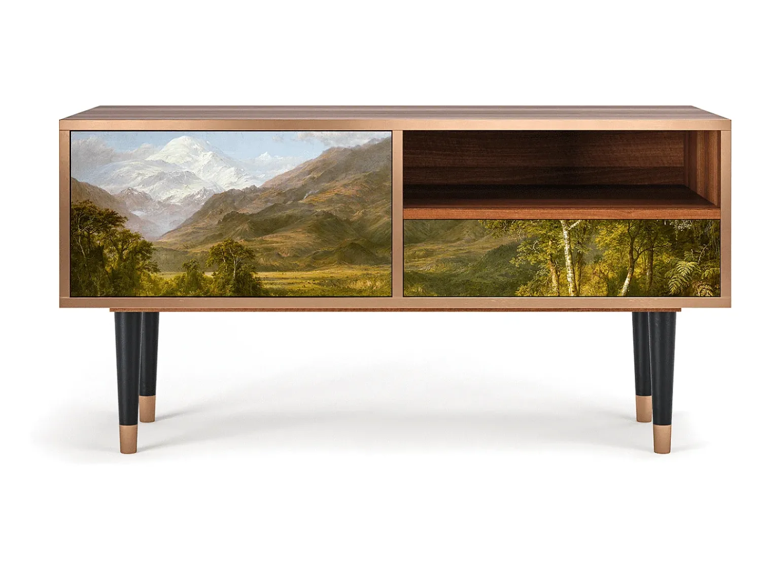 Móvel De Tv| Mueble de TV - 115х59х48 cm - T3 - The Heart of the Andes , Nogueira Castanho